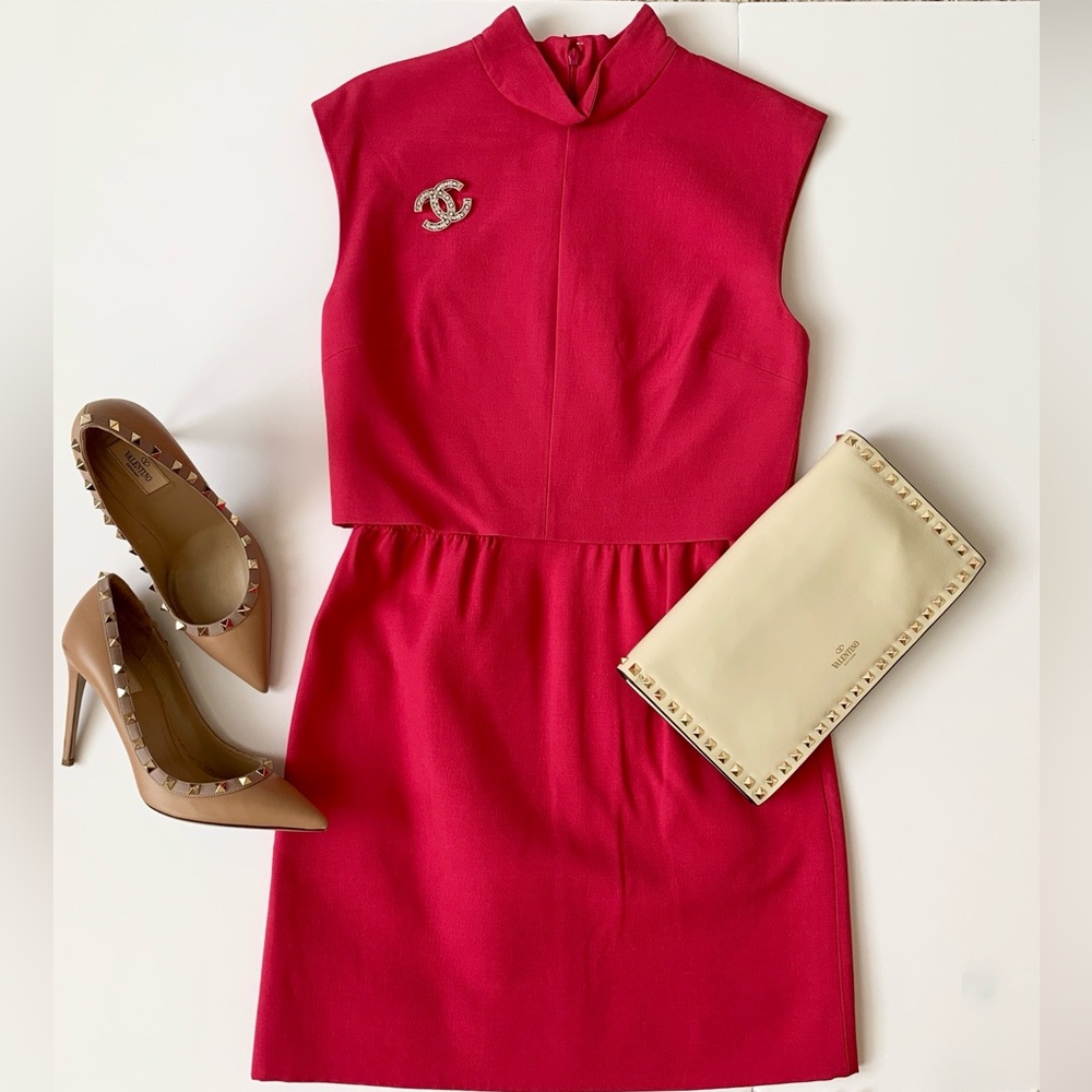 Valentino pink fuchsia wool cocktail dress size small medium